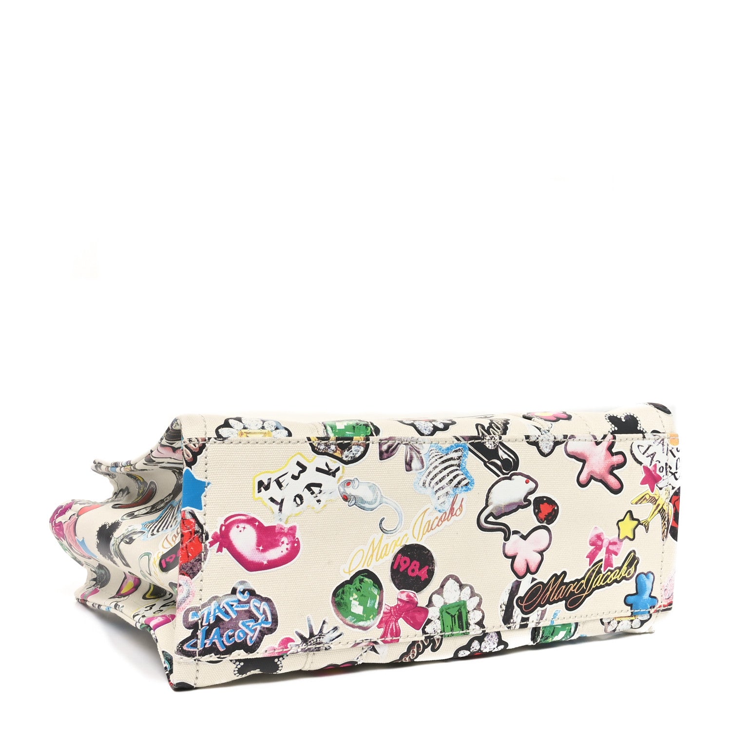 Marc Jacobs Cotton Canvas Sticker Tote Bag White Multicolor 4 of 10