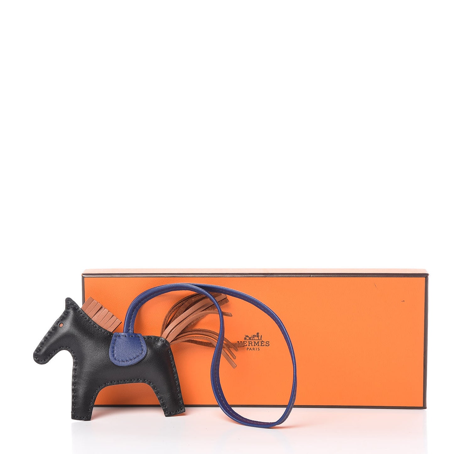 Milo Lambskin Grigri Rodeo Horse Bag Charm PM Black Bleu Saphir Gold