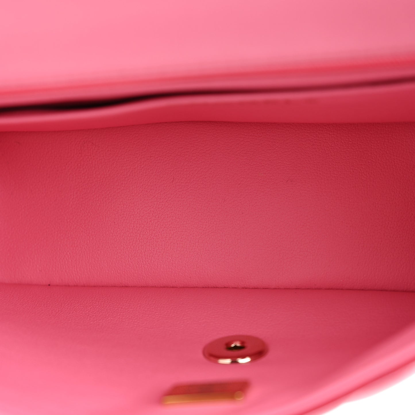 Lambskin Quilted Bi-Color Mini Top Handle Rectangular Flap Rose