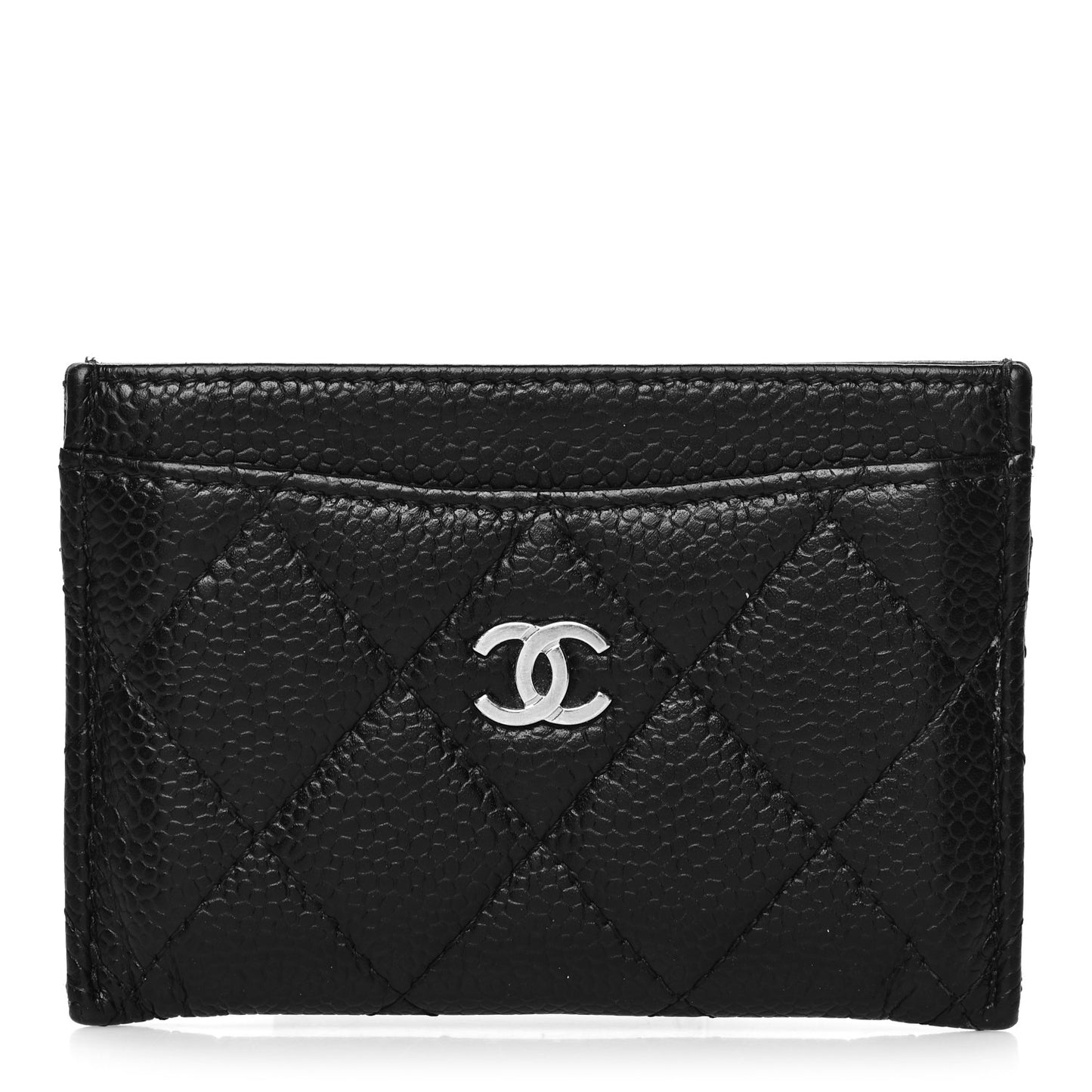 Caviar Quilted Card Holder Black
