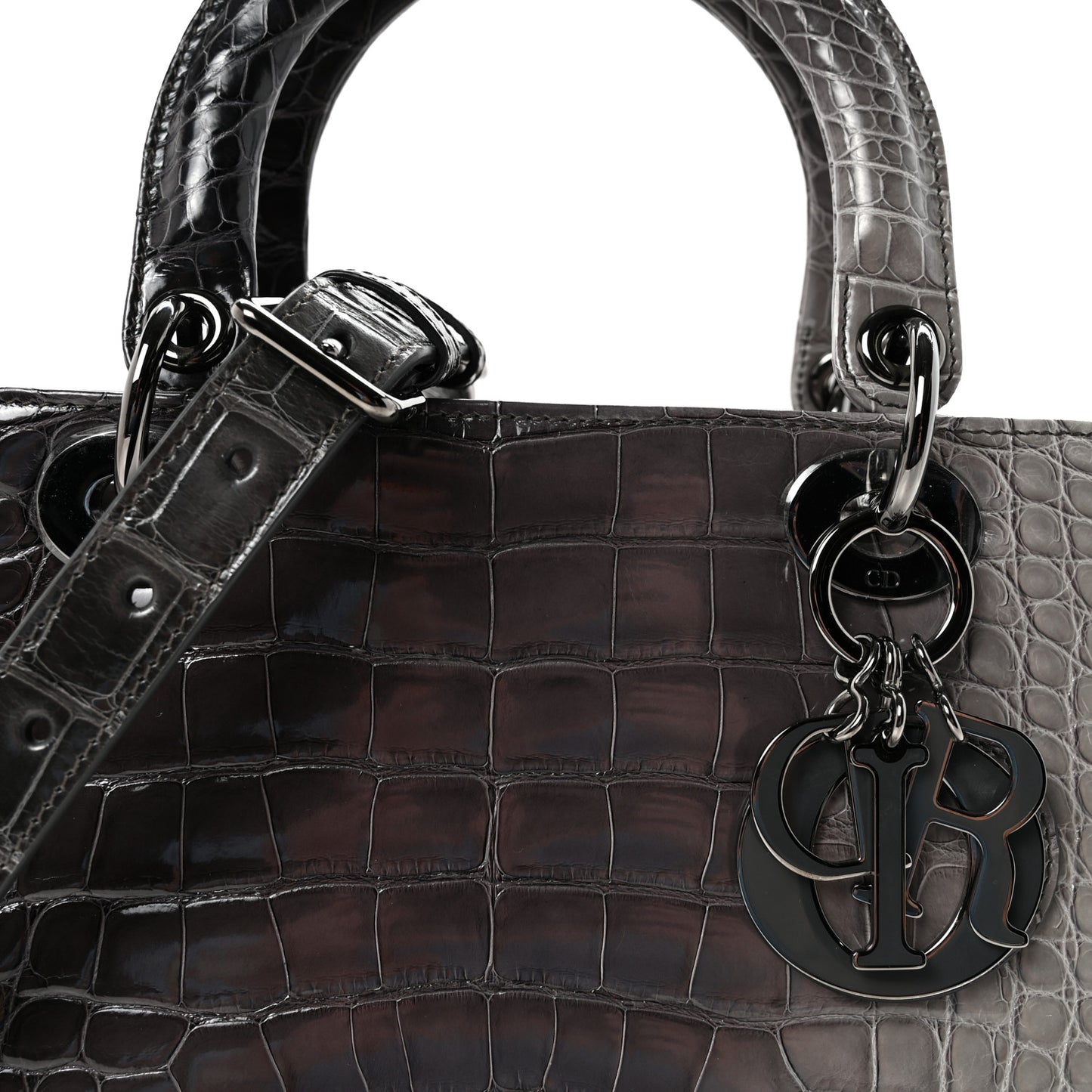 Alligator Medium Lady Dior Grey
