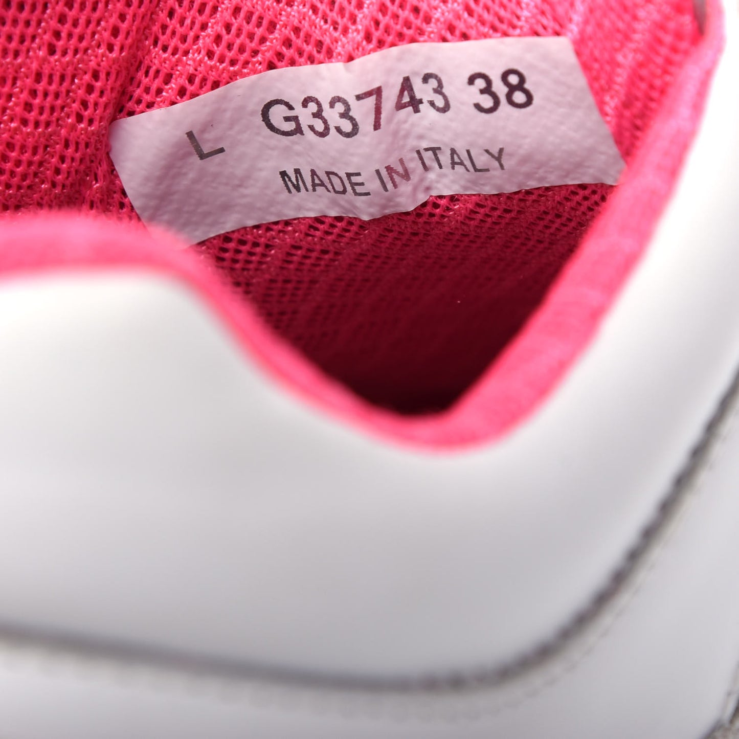 Calfskin Fabric Sneakers 38 White Silver Fluo Pink