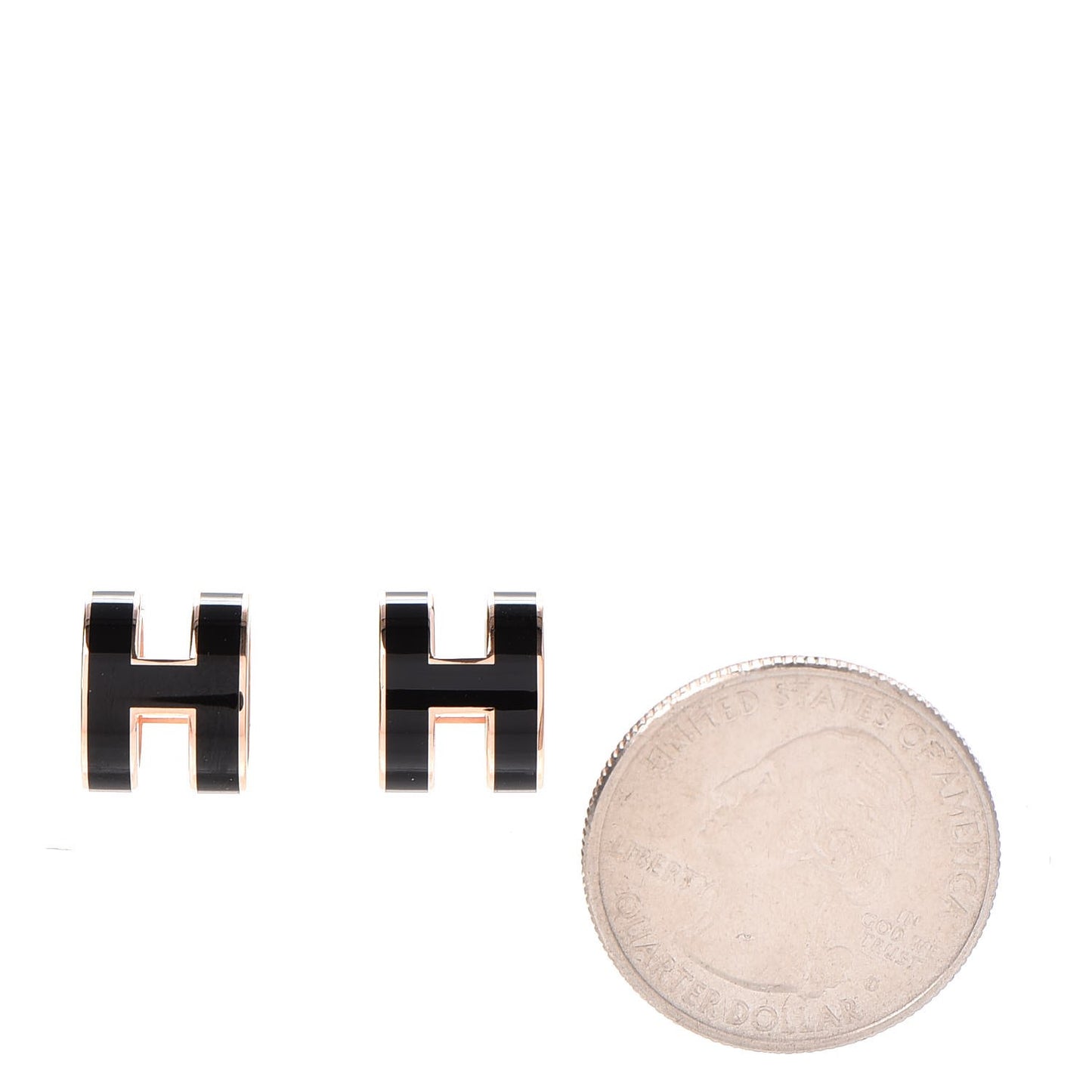 Rose Gold Lacquered Pop H Earrings Black
