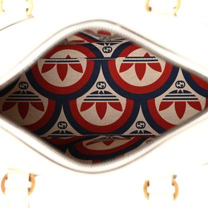 Gucci X ADIDAS Textured Dollar Calfskin Web Trefoil Logo Embossed Mini Bowling Bag Off White 5 of 14