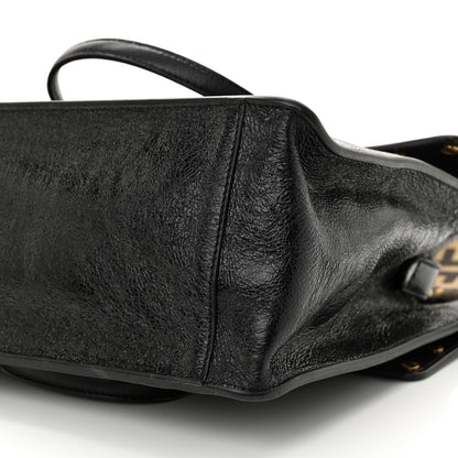 Fendi Agnello Old Shine Vitello Go Rain Large Flip Tote Black Marrone 10 of 10