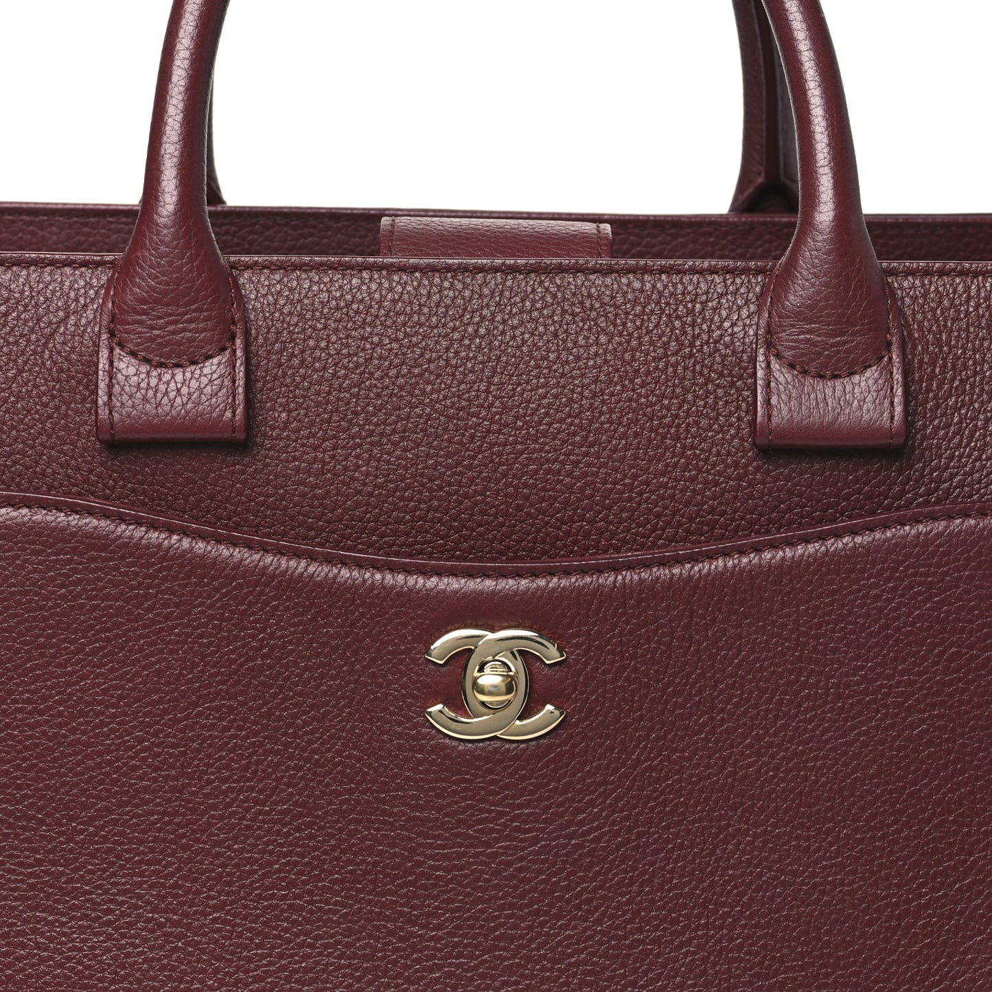 Grained Calfskin Small Neo Executive Shopper Tote  Burgundy