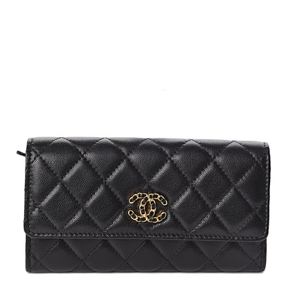 Chanel Lambskin Quilted Medium Chanel 19 Flap Wallet Black 1 of 8