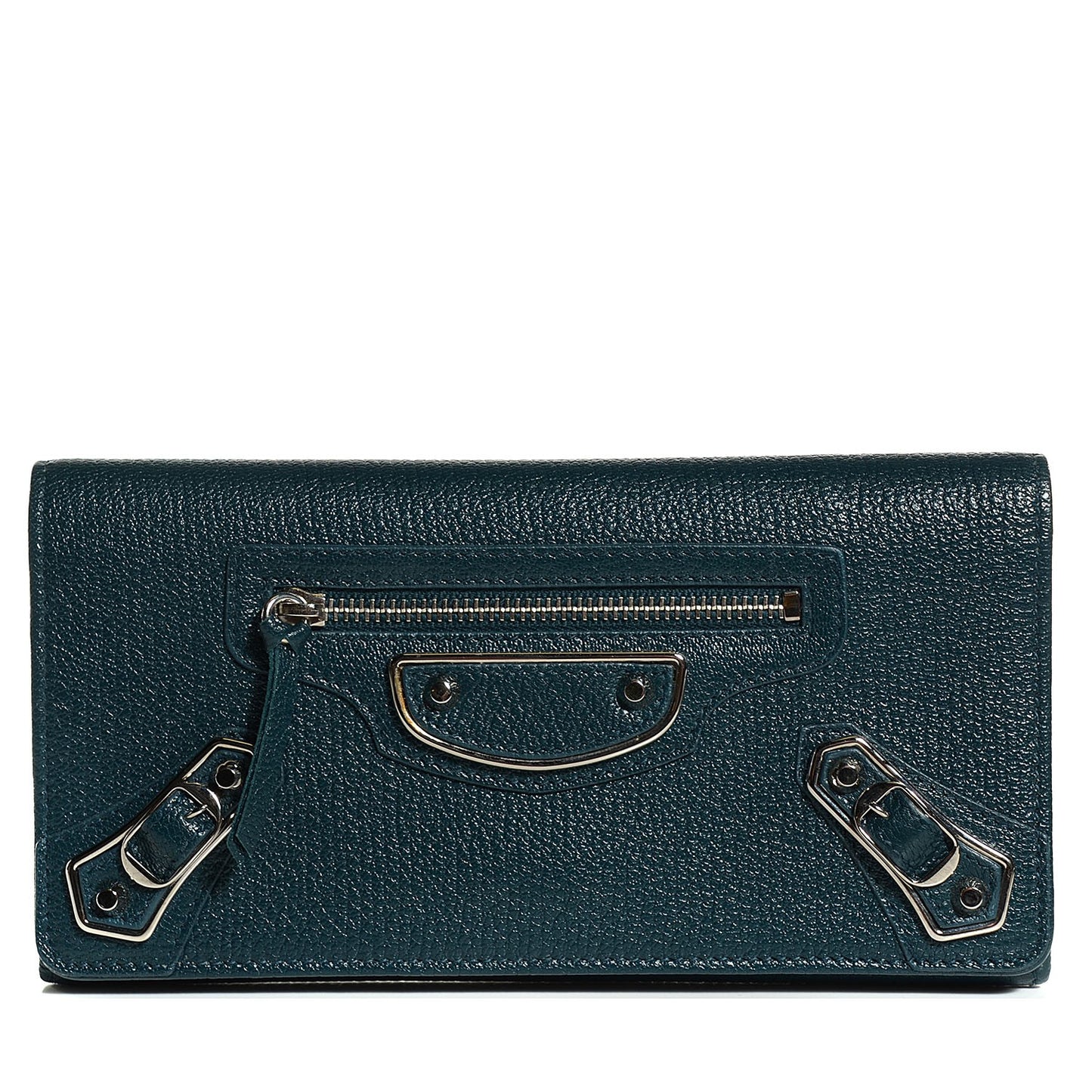 Chevre Metallic Edge Money Wallet Bleu Nuit