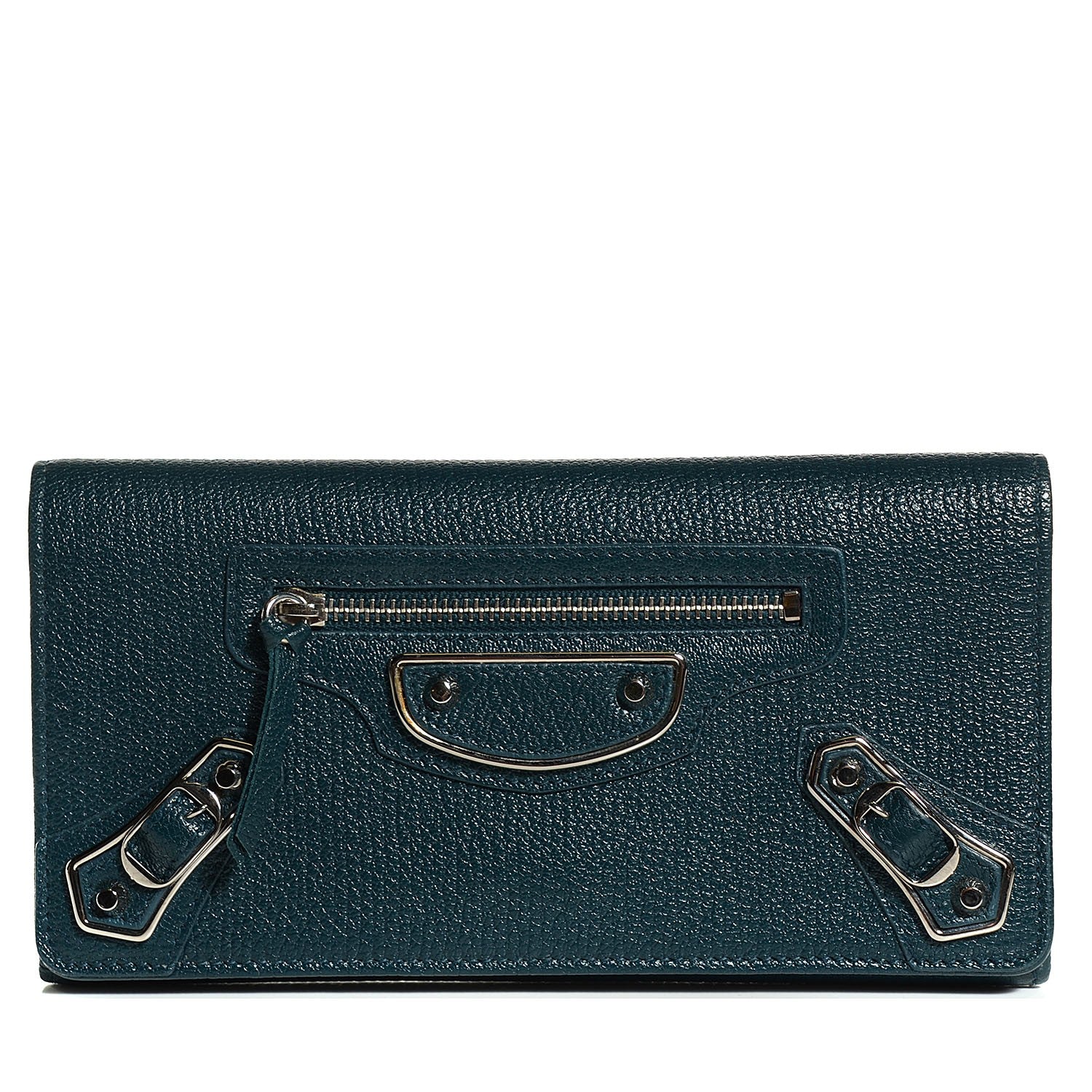 Balenciaga Chevre Metallic Edge Money Wallet Bleu Nuit 1 of 7