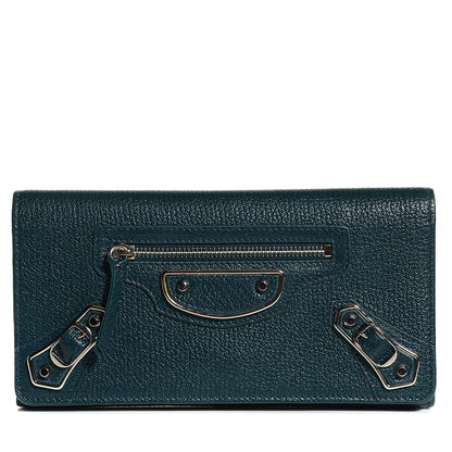 Balenciaga Chevre Metallic Edge Money Wallet Bleu Nuit 1 of 7