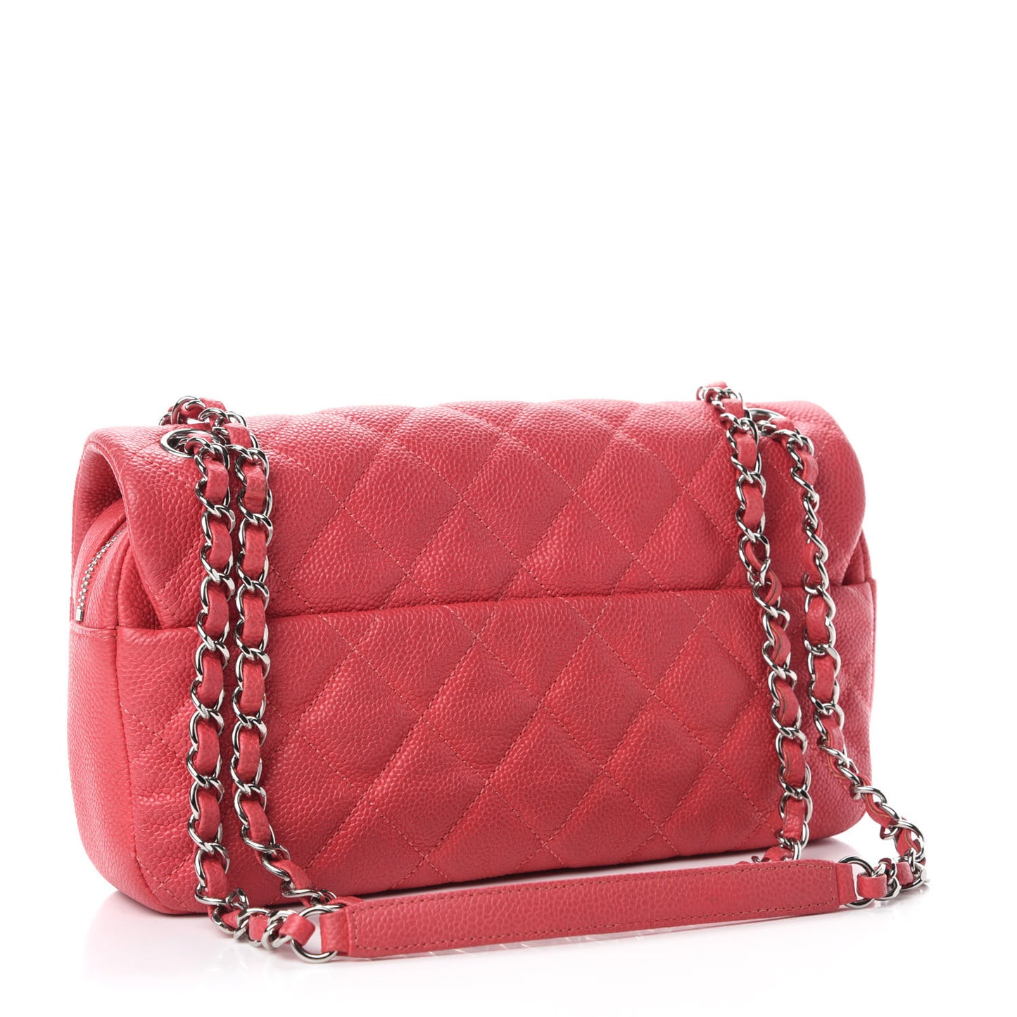 Caviar Quilted Medium Easy Flap Coral