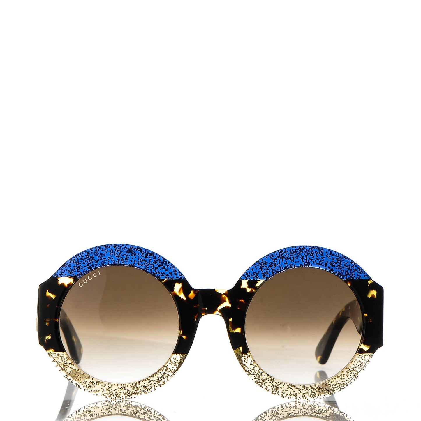 Acetate Round Sunglasses GG0084S Blue Havana Brown