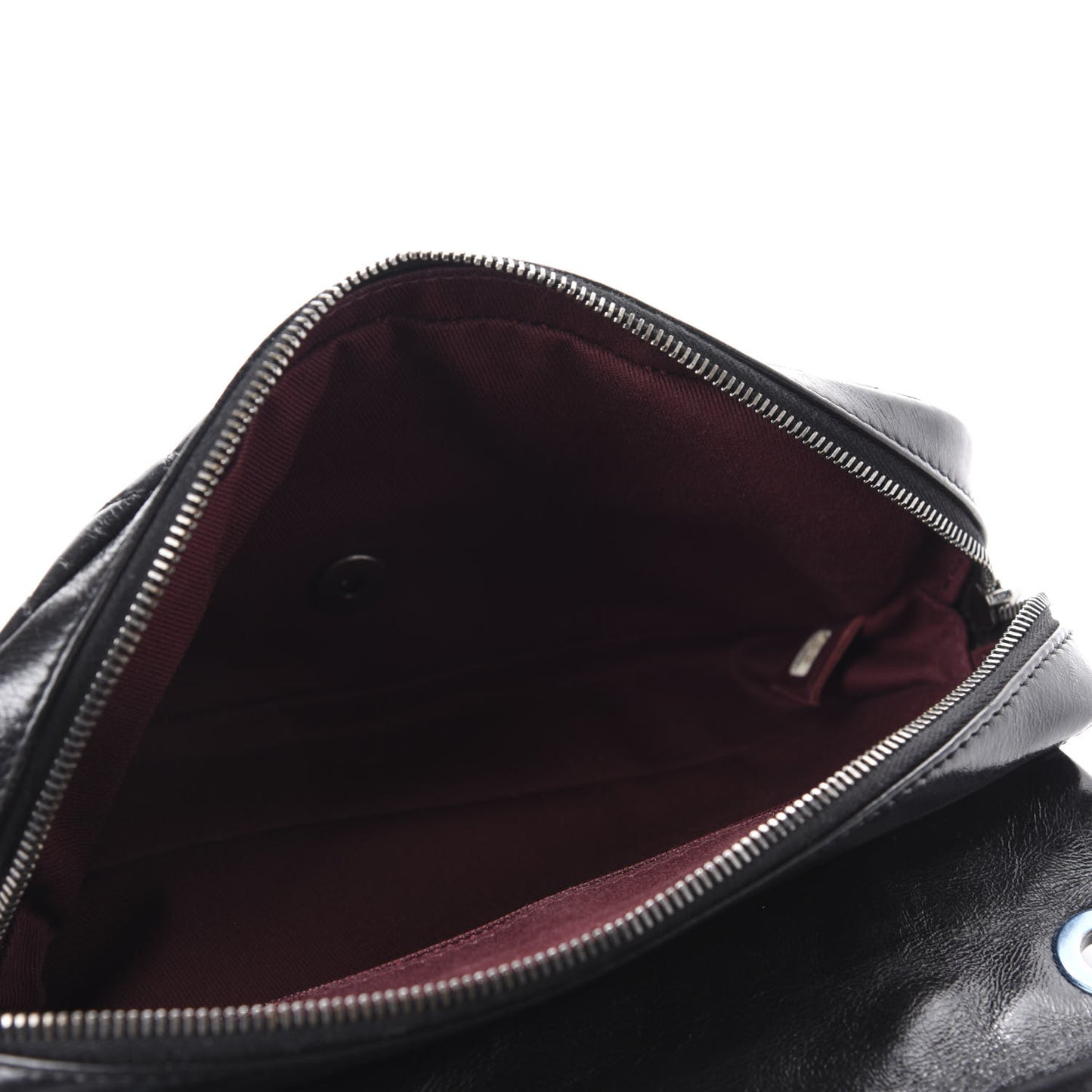 Glazed Calfskin Quilted Medium Duo Color Flap Black
