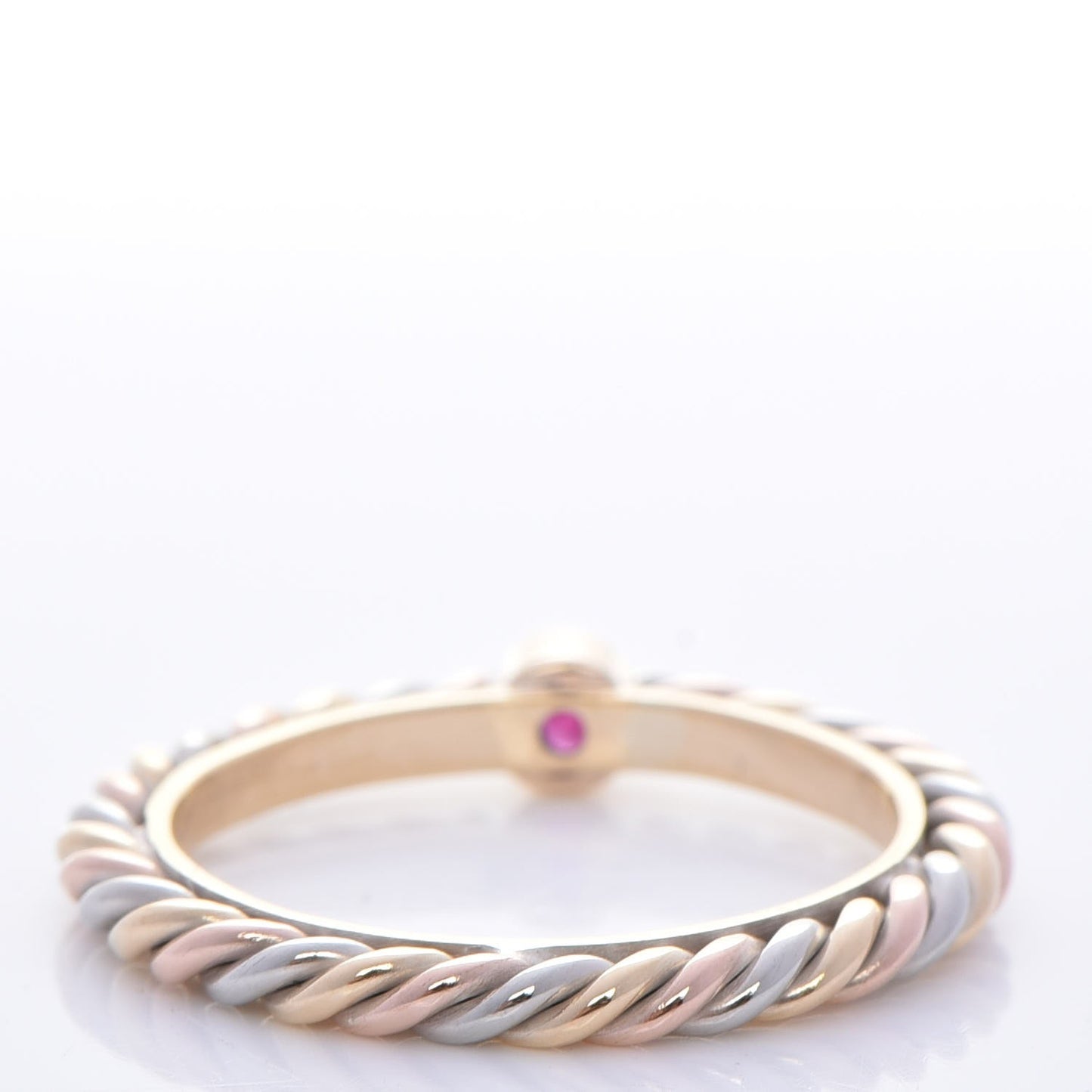 18K Pink Yellow White Gold Ruby 2mm Cable Twist Ring 53 6.25