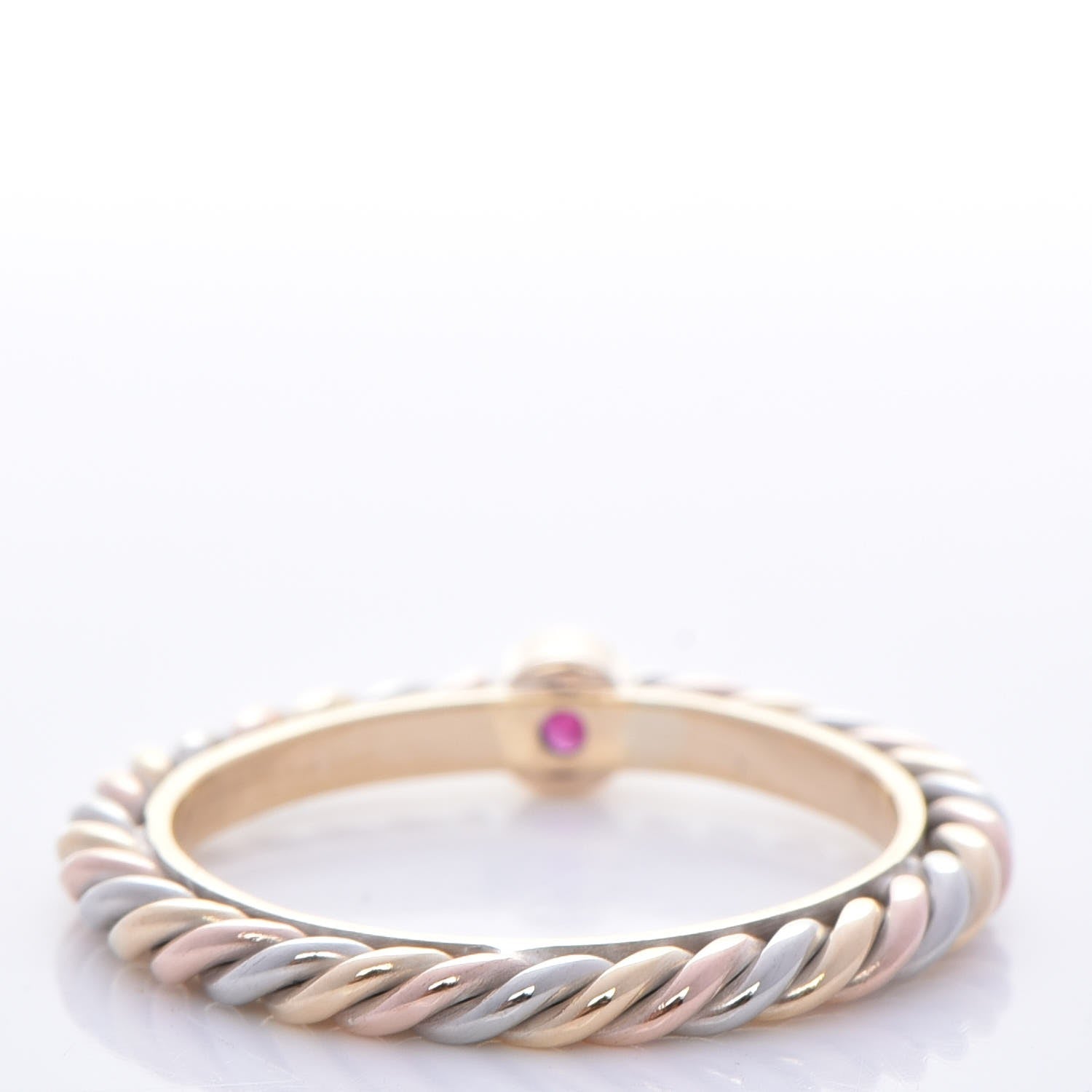 Cartier 18K Pink Yellow White Gold Ruby 2mm Cable Twist Ring 53 6.25 4 of 6