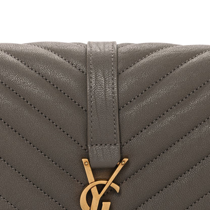 Saint Laurent Sheepskin Matelasse Chevron Monogram Medium College Bag Greyish Brown 8 of 10