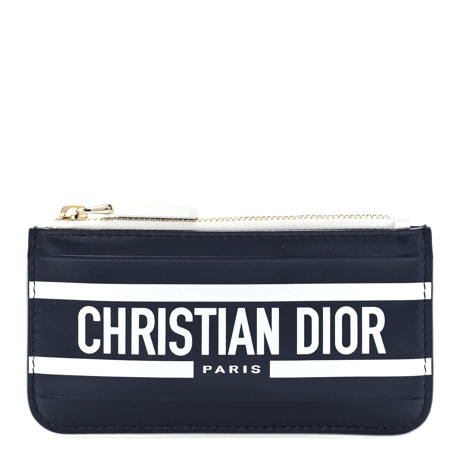 Christian Dior Calfskin Vibe Zip Key Wallet Blue White 1 of 10