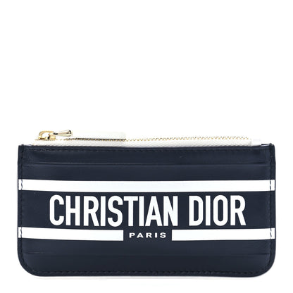 Christian Dior Calfskin Vibe Zip Key Wallet Blue White 1 of 10