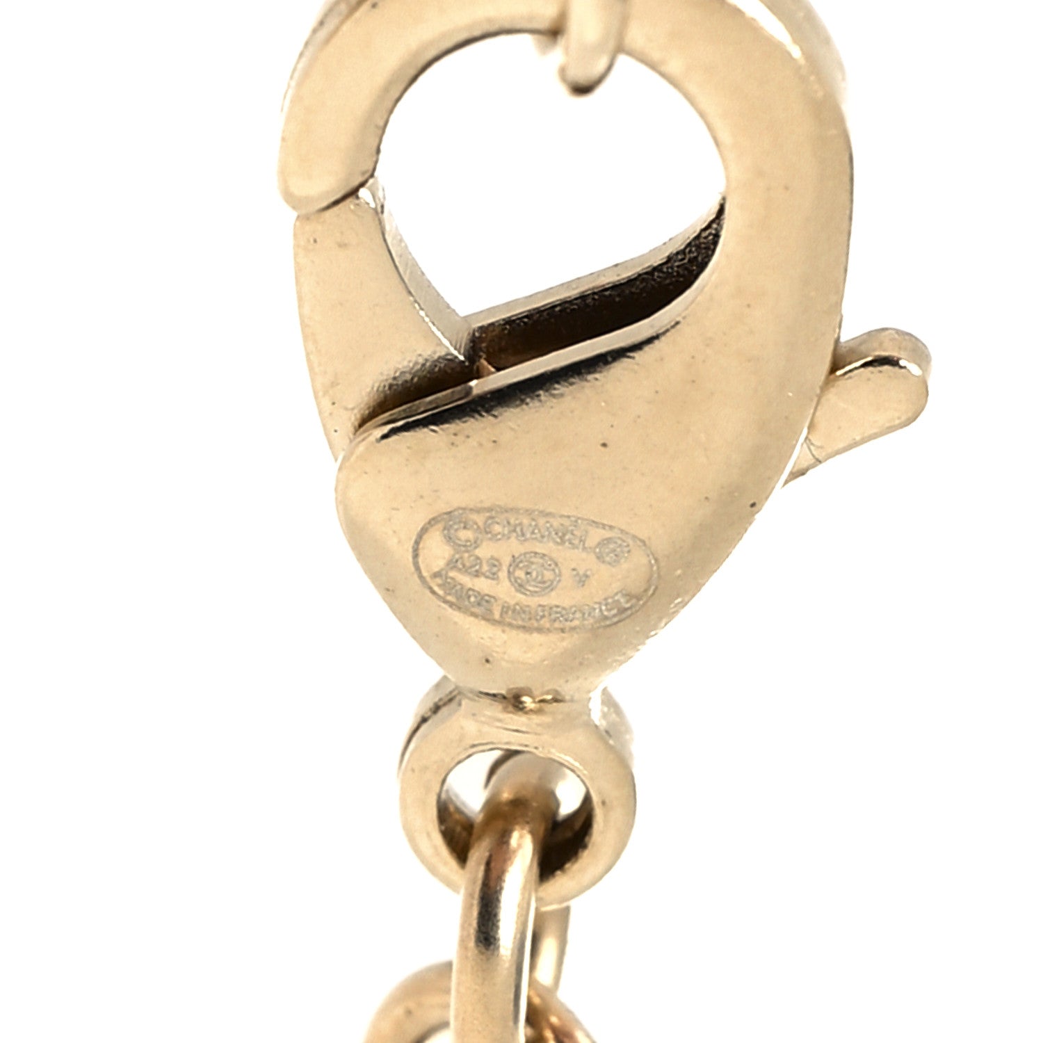 Chanel Pearl Crystal CC Heart Short Necklace Pearly White Gold 5 of 5