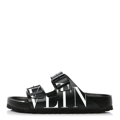Valentino Garavani Calfskin VLTN Birkenstock Slide Sandals 40 Black 1 of 9