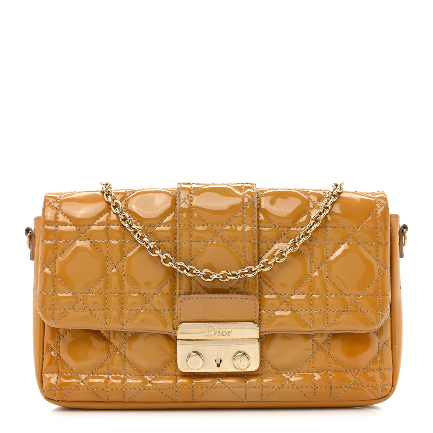 Christian Dior Patent Cannage Miss Dior Promenade Pouch Yellow 1 of 19