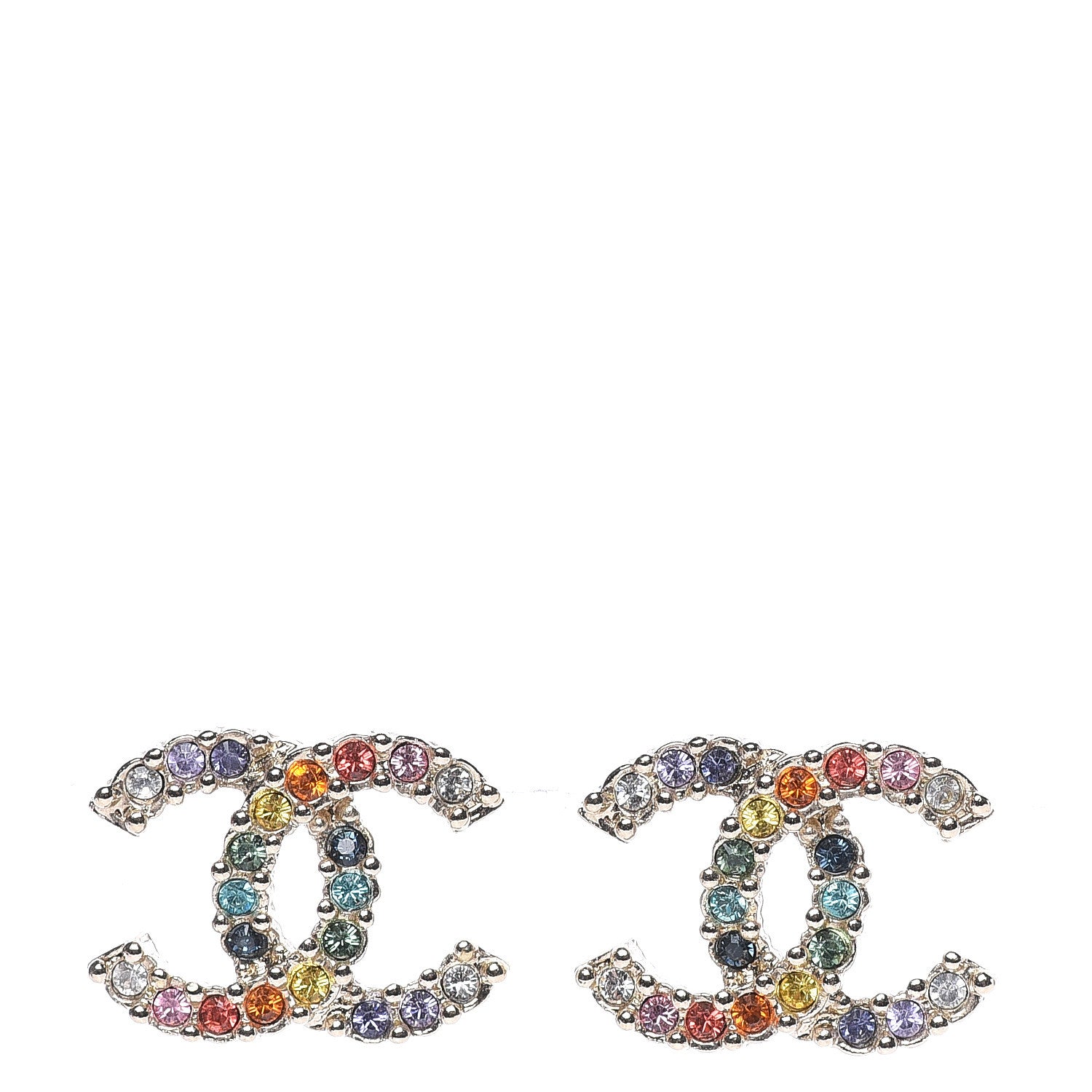 Chanel Crystal Over The Rainbow CC Earrings Gold Multicolor 1 of 4