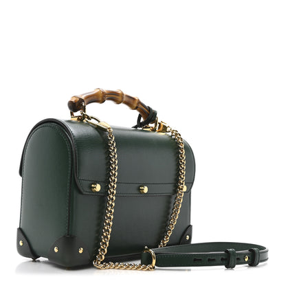 Gucci Azalea Calfskin Small Padlock Bamboo Shoulder Bag Vintage Green 3 of 10