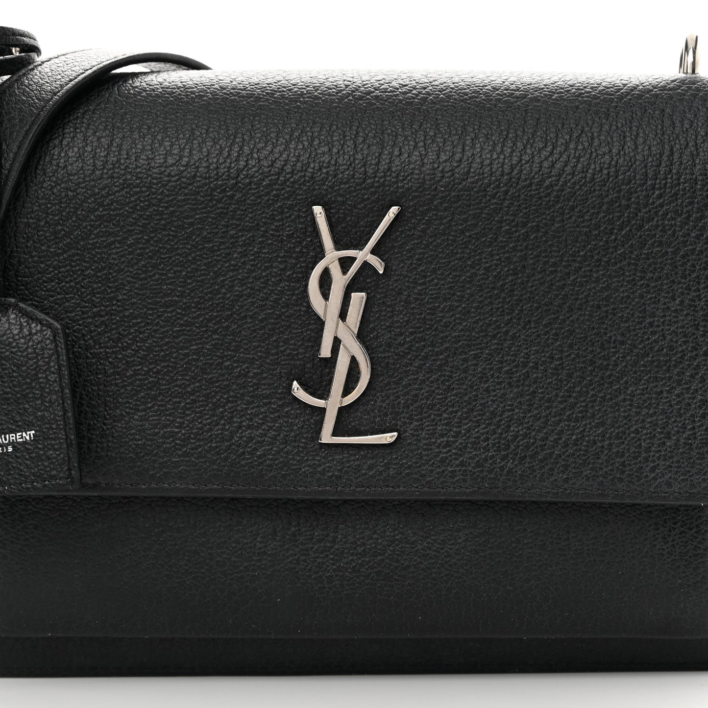 Grained Calfskin Medium Monogram Sunset Satchel Black