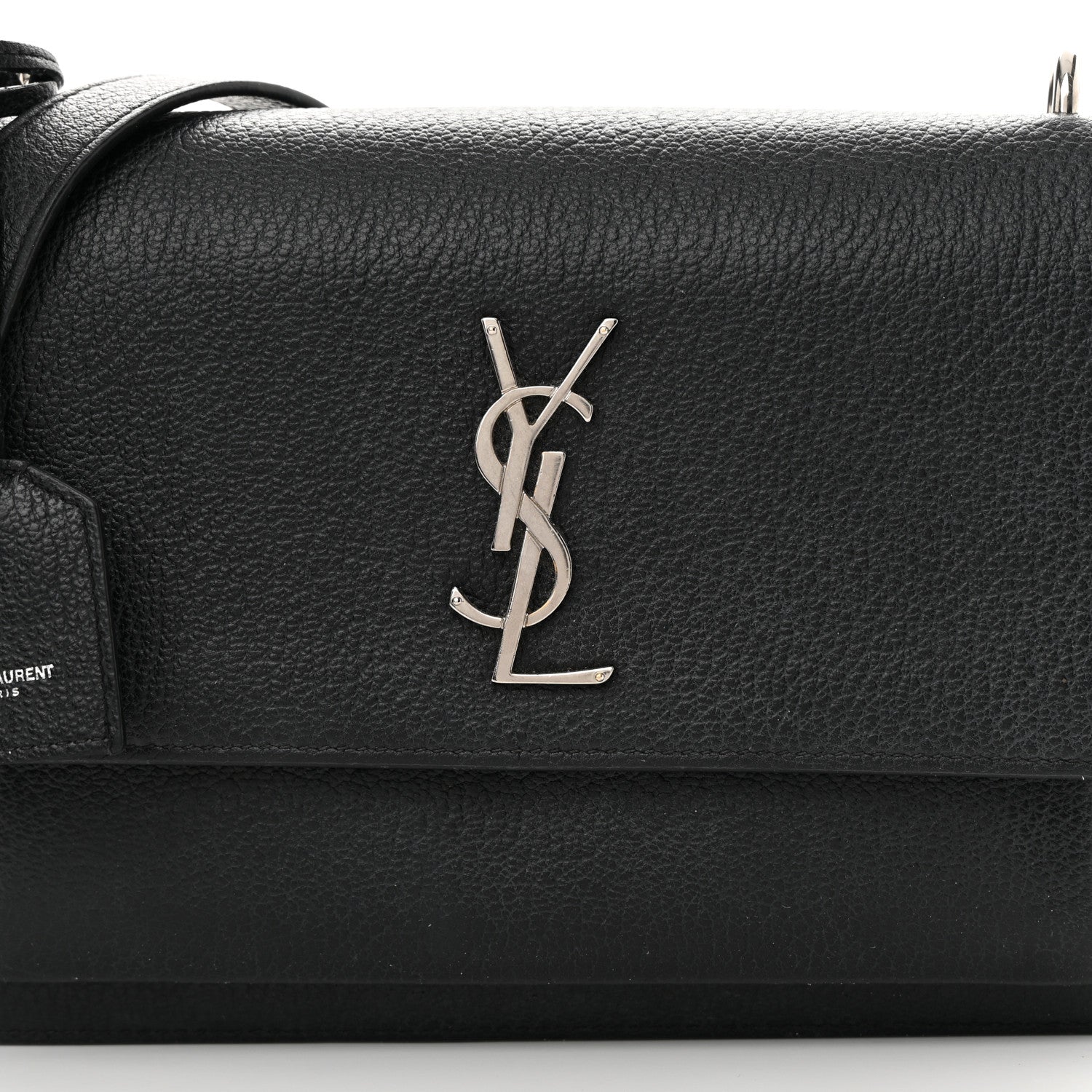 Saint Laurent Grained Calfskin Medium Monogram Sunset Satchel Black 8 of 21