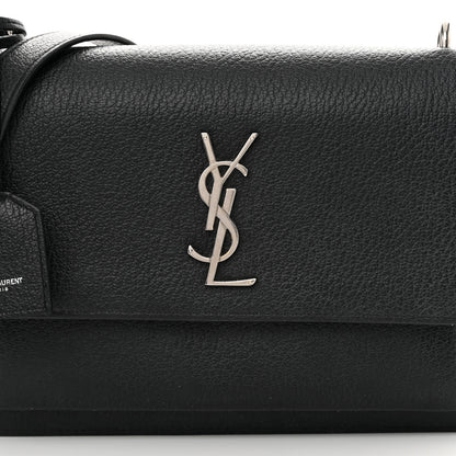 Saint Laurent Grained Calfskin Medium Monogram Sunset Satchel Black 8 of 21