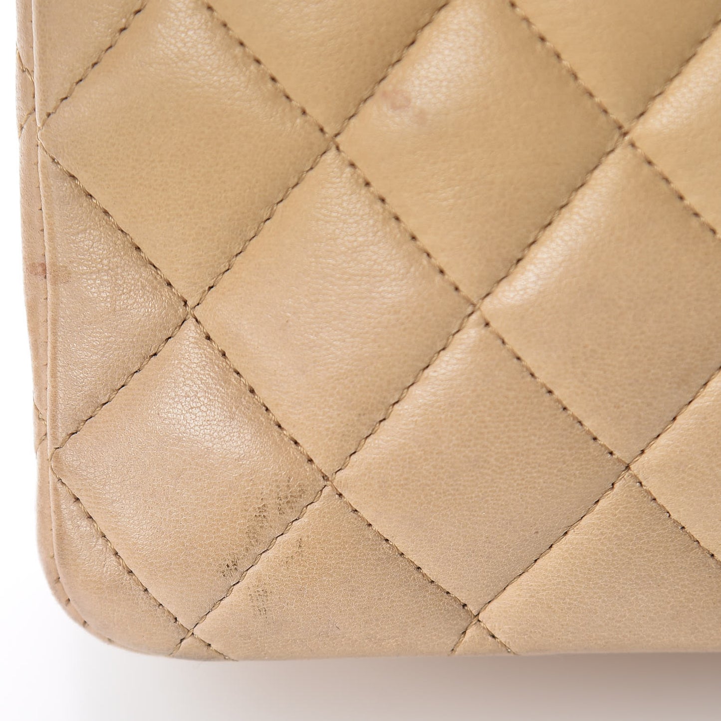 Lambskin Quilted Medium Double Flap Beige