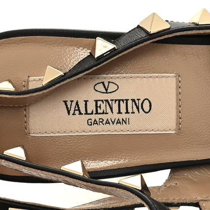 Valentino Garavani Pebbled Calfskin Rockstud Ankle Strap 100mm Pumps 38 Black 8 of 8