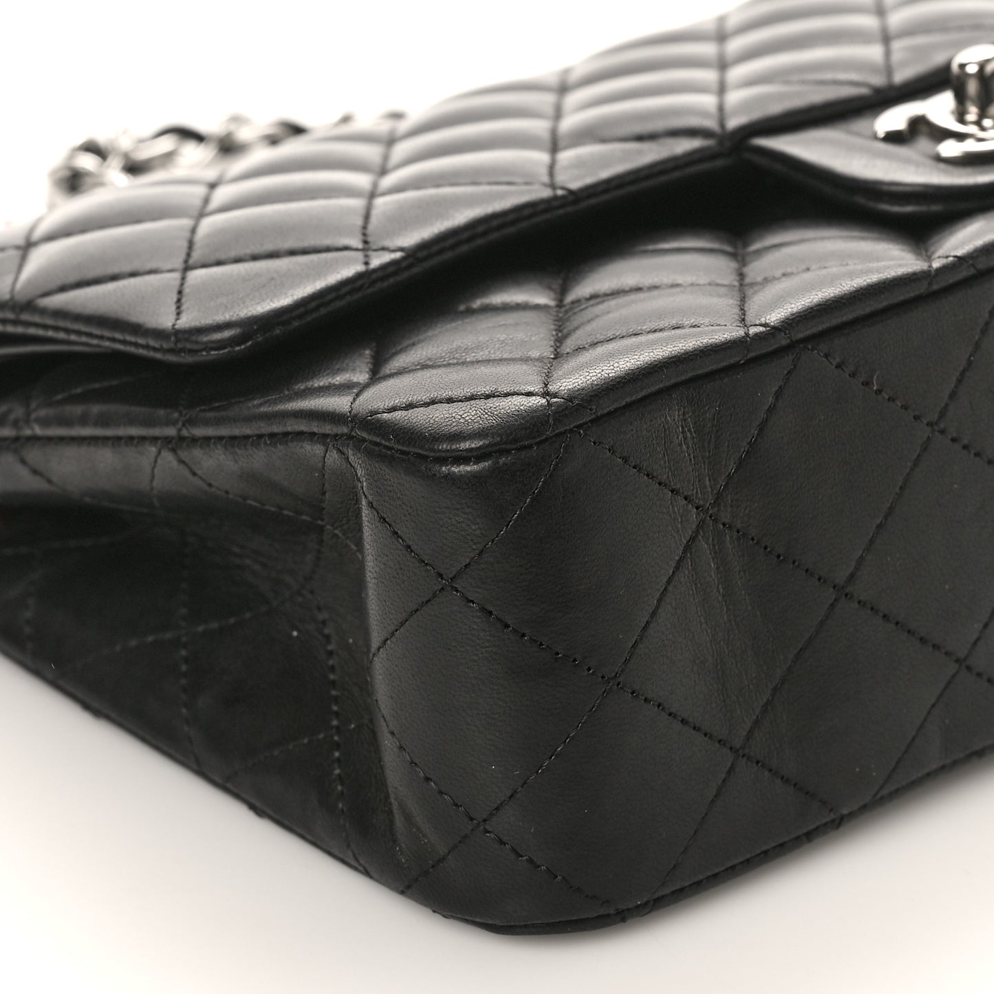 Lambskin Quilted Medium Double Flap Black