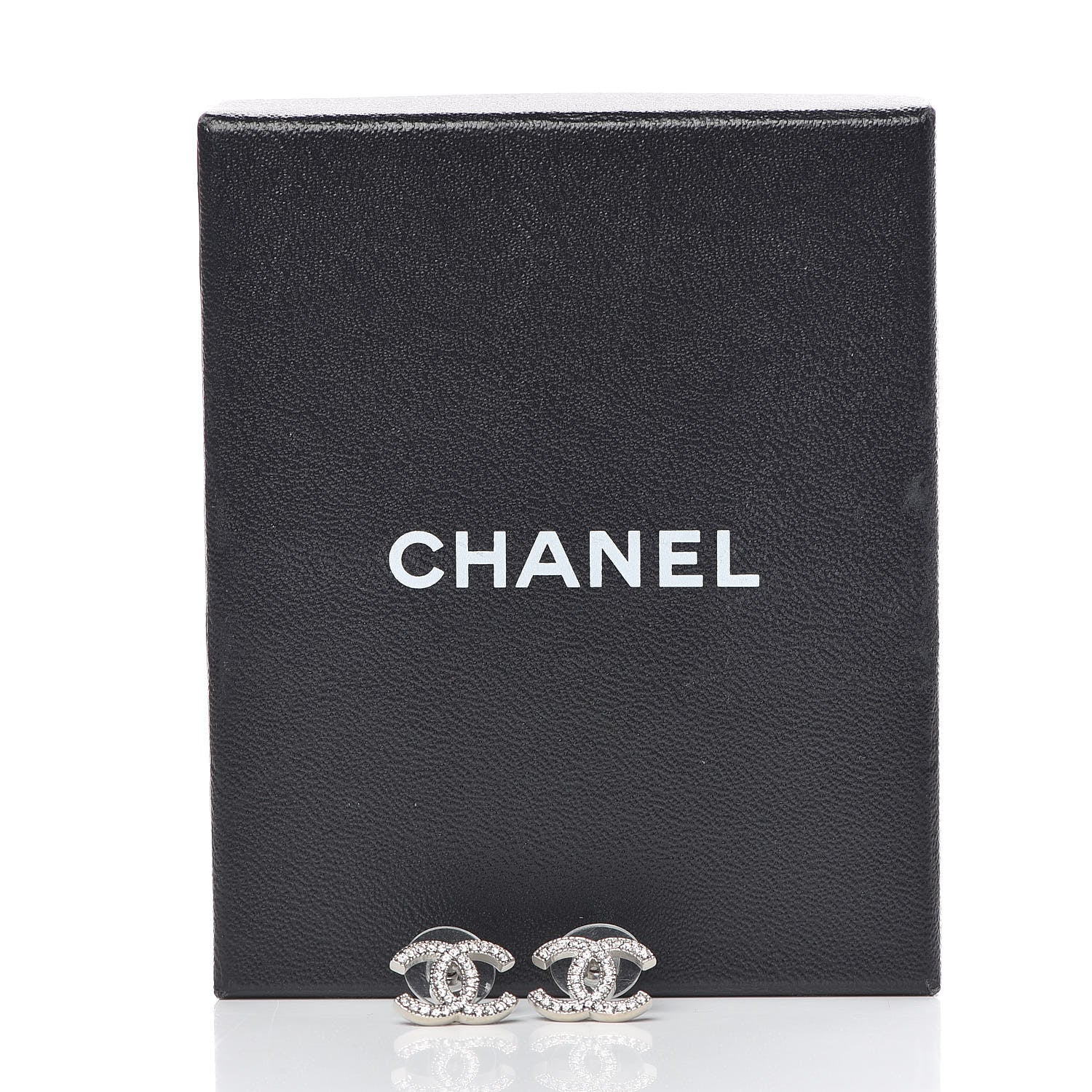 Chanel Crystal CC Earrings Silver 5 of 5