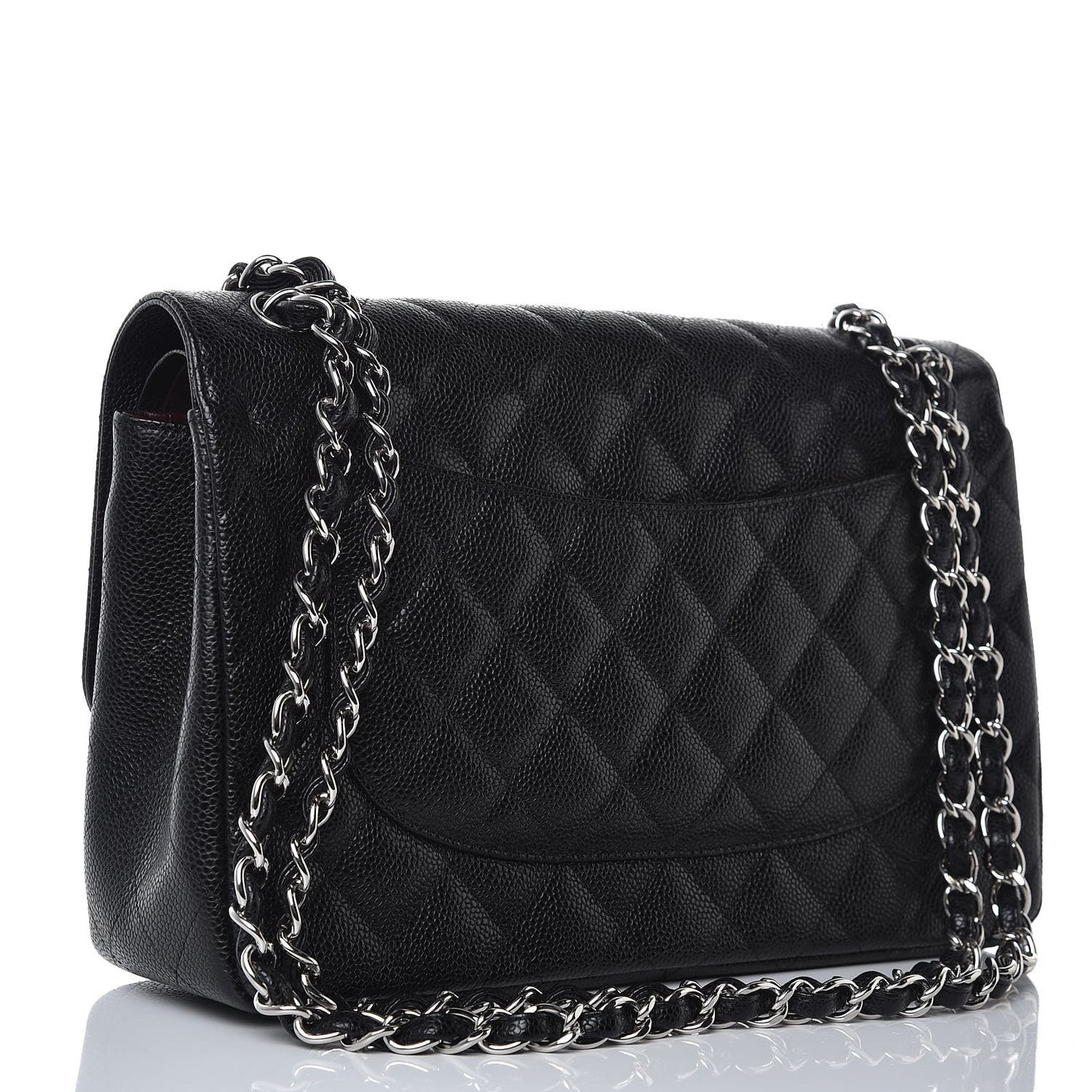 Caviar Quilted Jumbo Double Flap Black