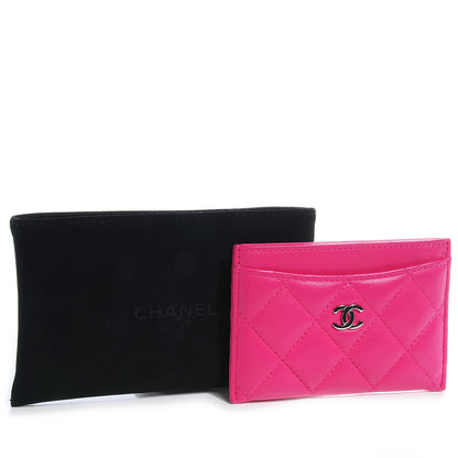 Chanel Lambskin Quilted Card Holder Dark Pink 4 of 9