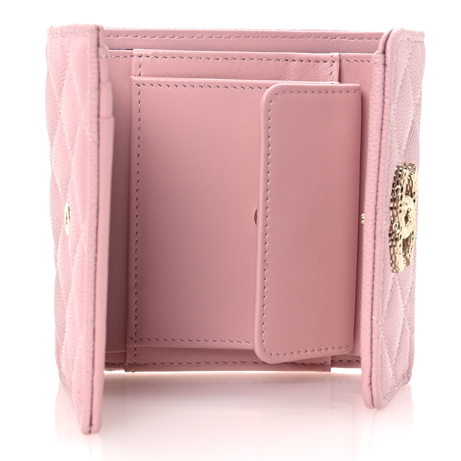 Chanel Caviar Quilted Textured CC Flap Card Holder Light Pink 5 of 13