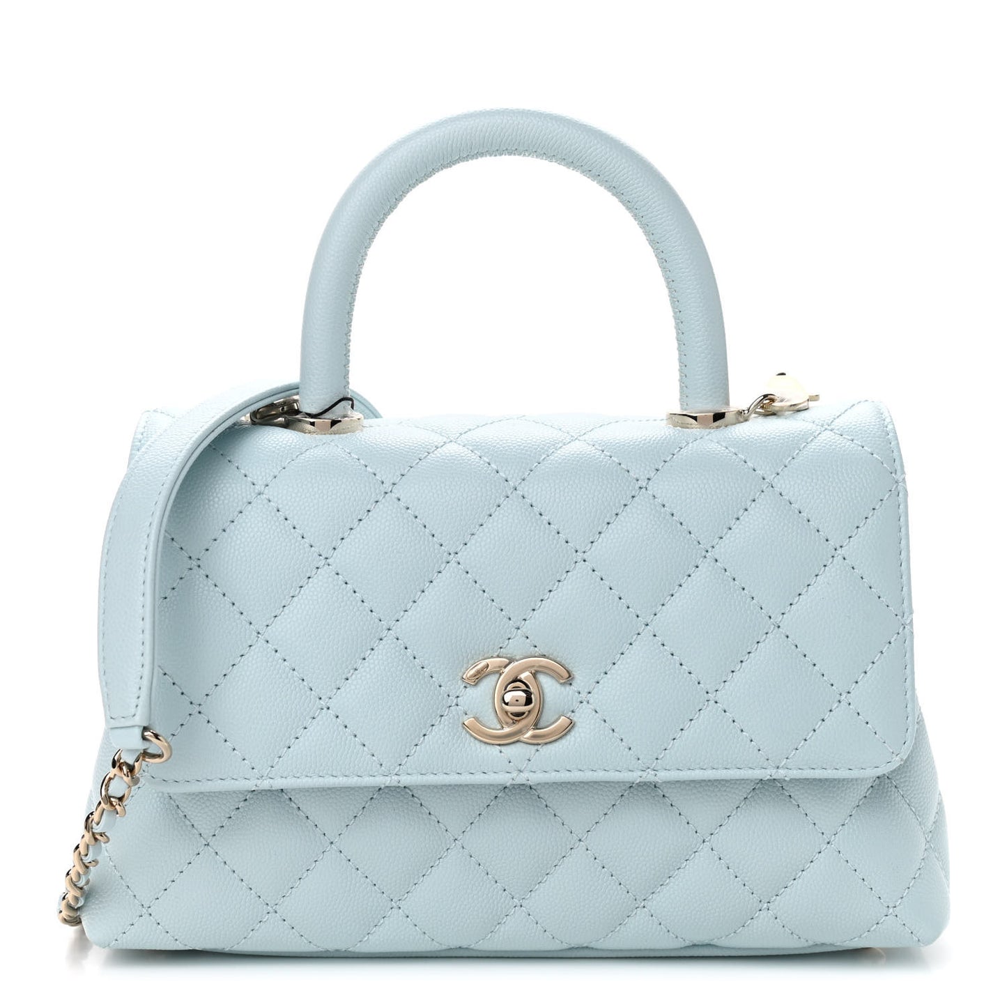 Caviar Quilted Mini Coco Handle Flap Light Blue