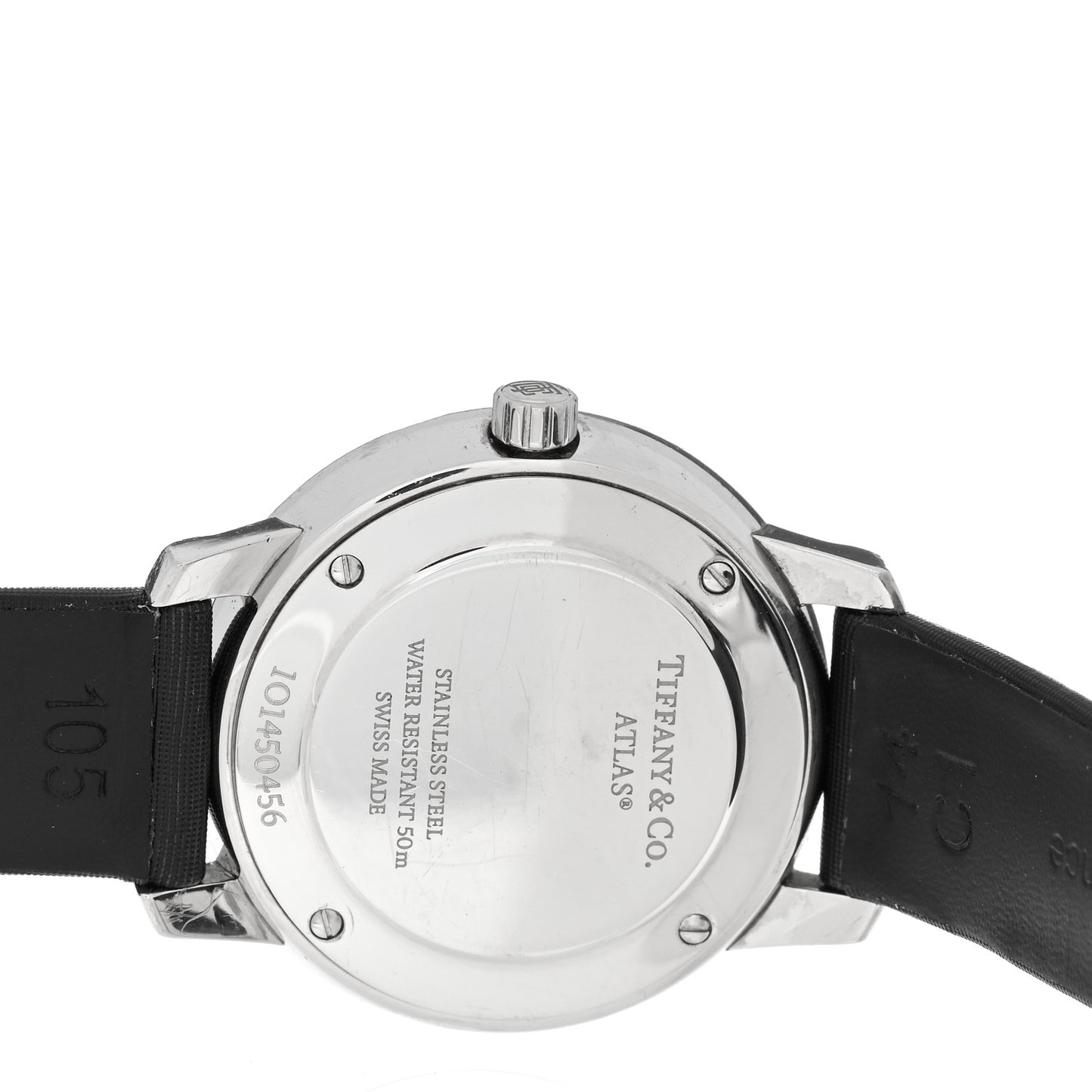 Stainless Steel Satin Diamond Bezel 31mm Atlas 2-Hand Quartz Watch Black