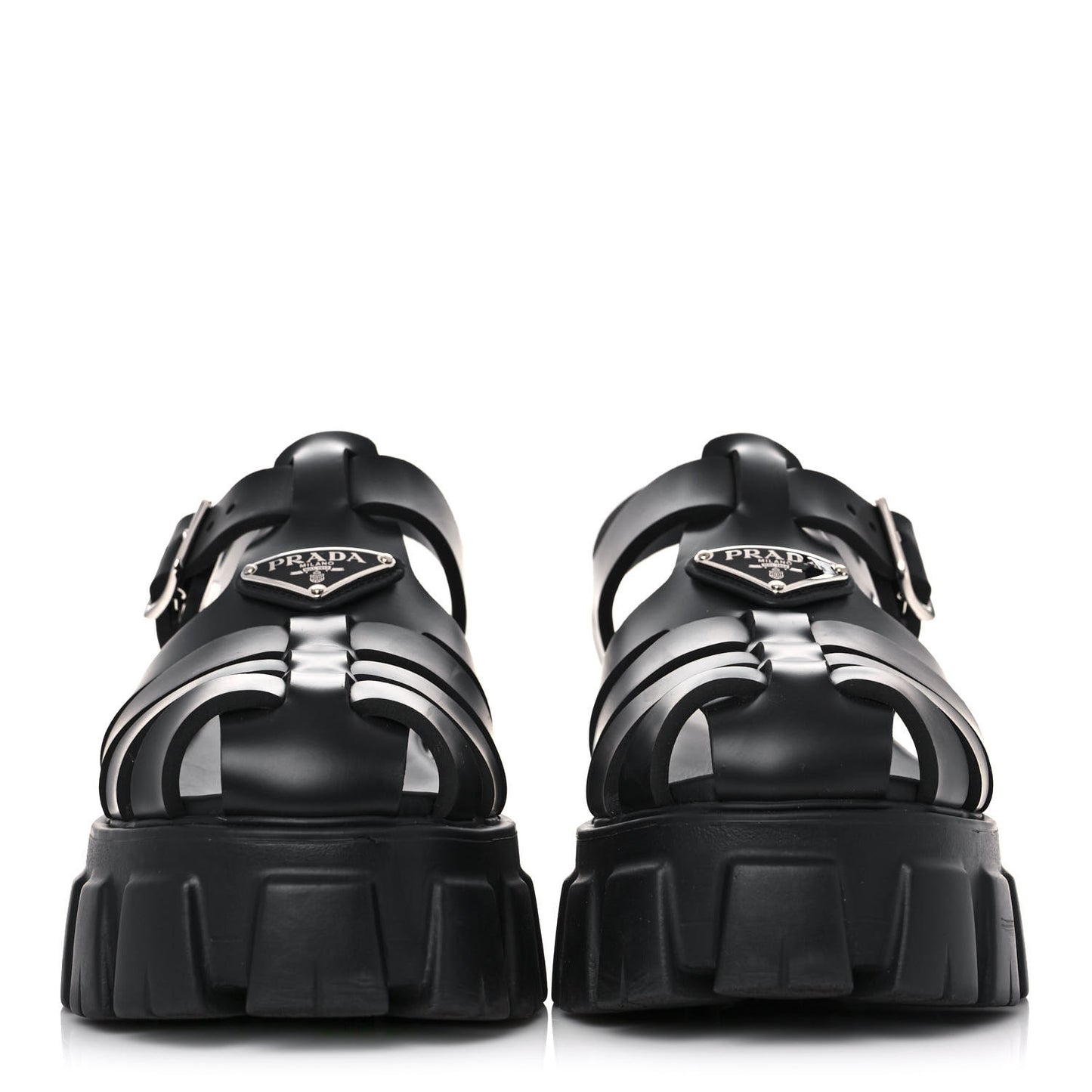 Foam Rubber Triangle Logo Monolith 55mm Cage Sandals 38 Black
