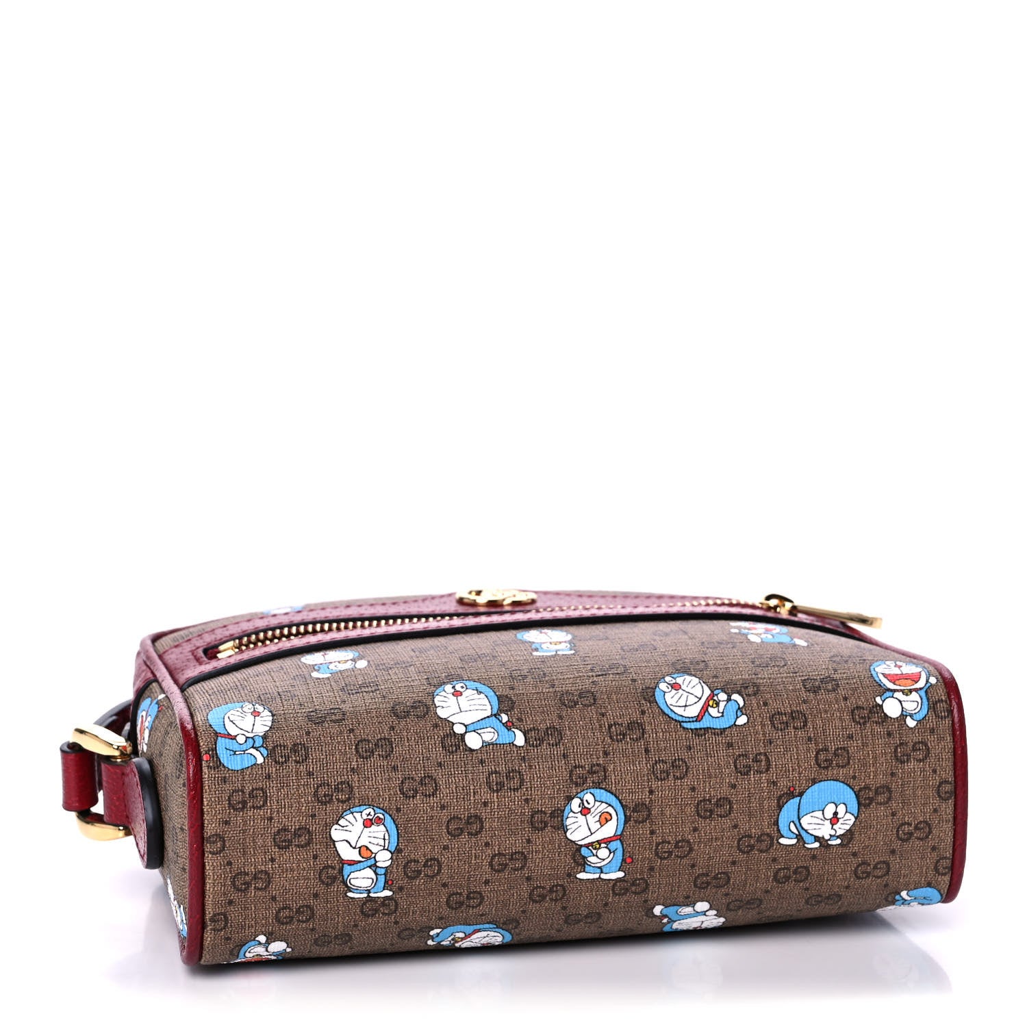 Gucci X DORAEMON Mini Vintage GG Supreme Monogram Camera Bag Beige Cherry Red 4 of 14