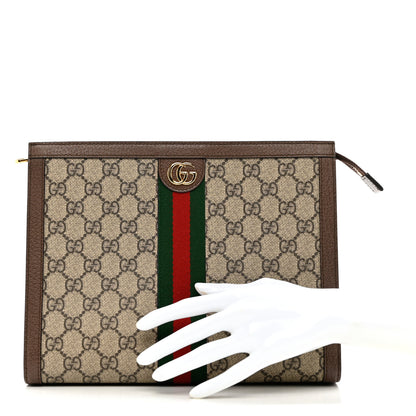 Gucci GG Supreme Monogram Web Ophidia Pouch Brown 3 of 8
