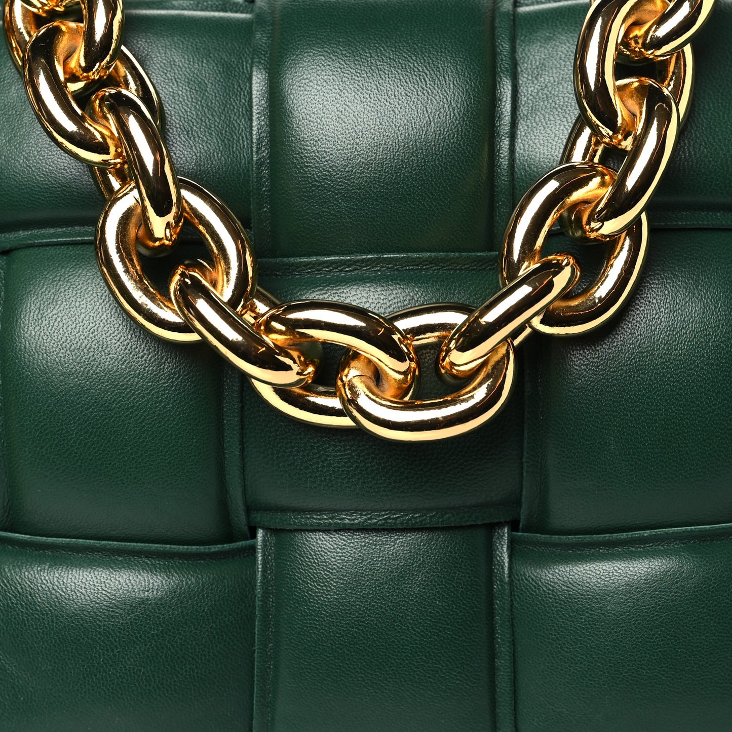 Lambskin Maxi Intreccio Padded Chain Cassette Crossbody Bag Raintree