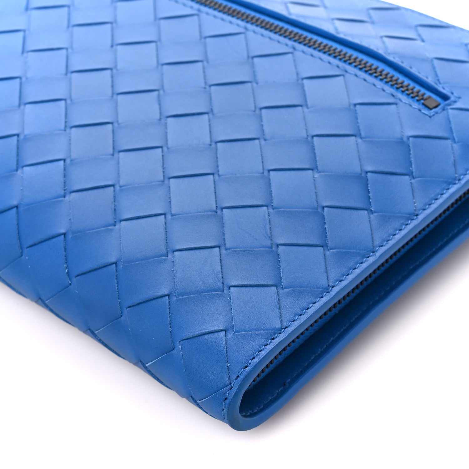 Bottega Veneta Calfskin Intrecciato Small Document Case Blue 14 of 14