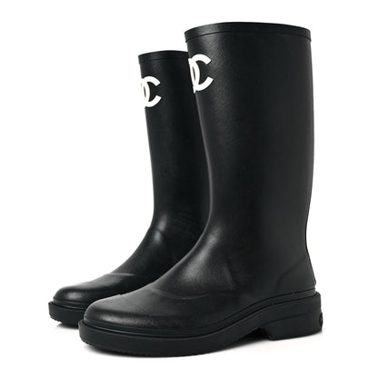 Chanel Caoutchouk CC High Boots 37 Black 3 of 7