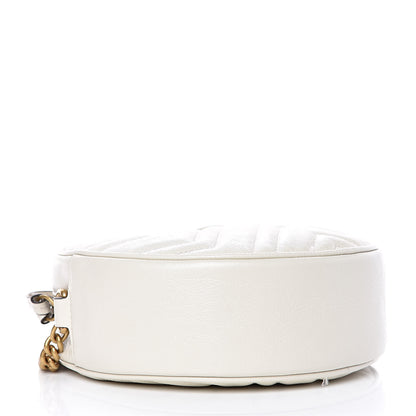Gucci Calfskin Matelasse Mini GG Marmont Round Shoulder Bag White 4 of 12