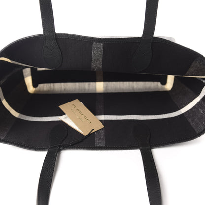 Burberry Coated Canvas Mega Check Medium Doodle Tote Black White 5 of 9