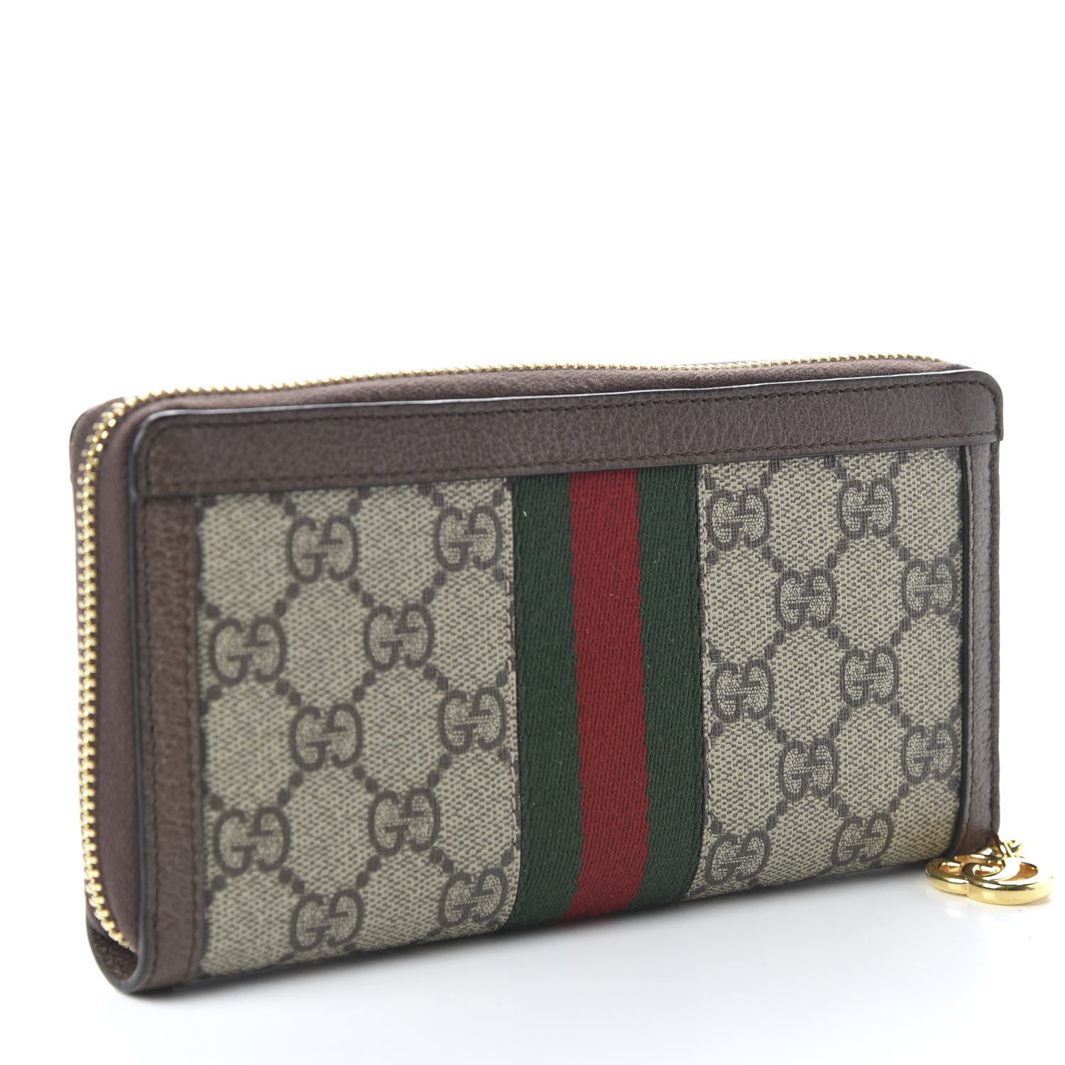Gucci GG Supreme Monogram Web Ophidia Zip Around Wallet Brown 3 of 10