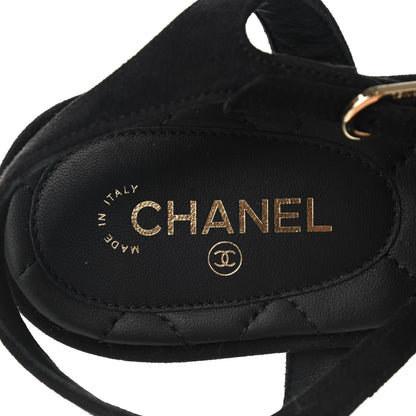 Chanel Suede CC Thong Sandals 38 Black 8 of 8