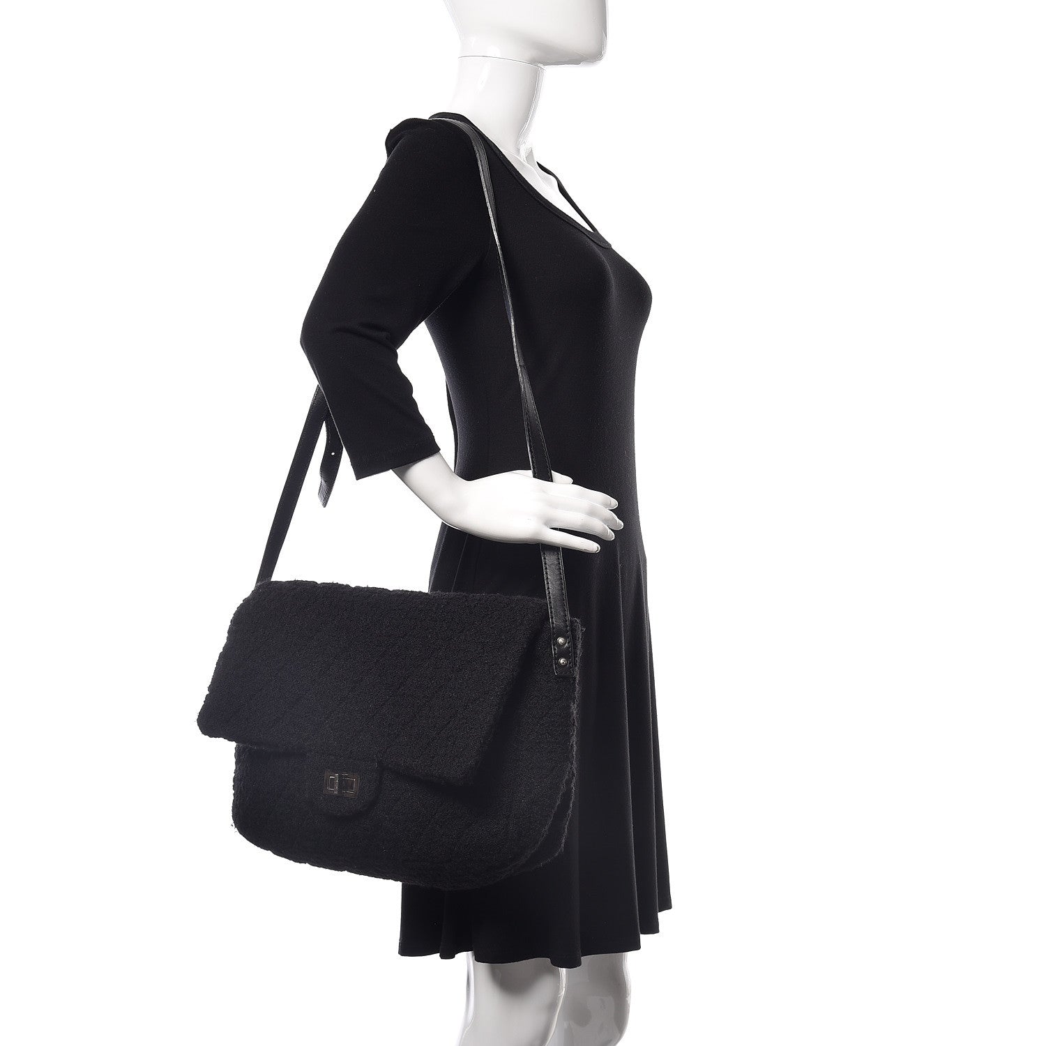Chanel Tweed Easy 2.55 Reissue XXL Maxi Flap Black 2 of 10